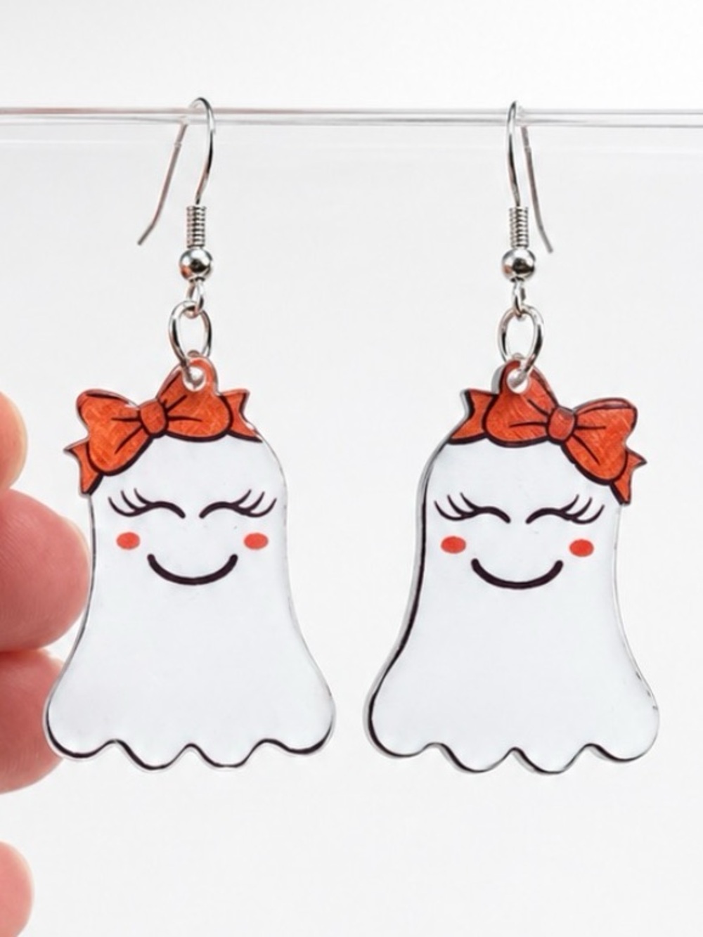 BUY NOW - Acrylic Ghost with Bow Earrings